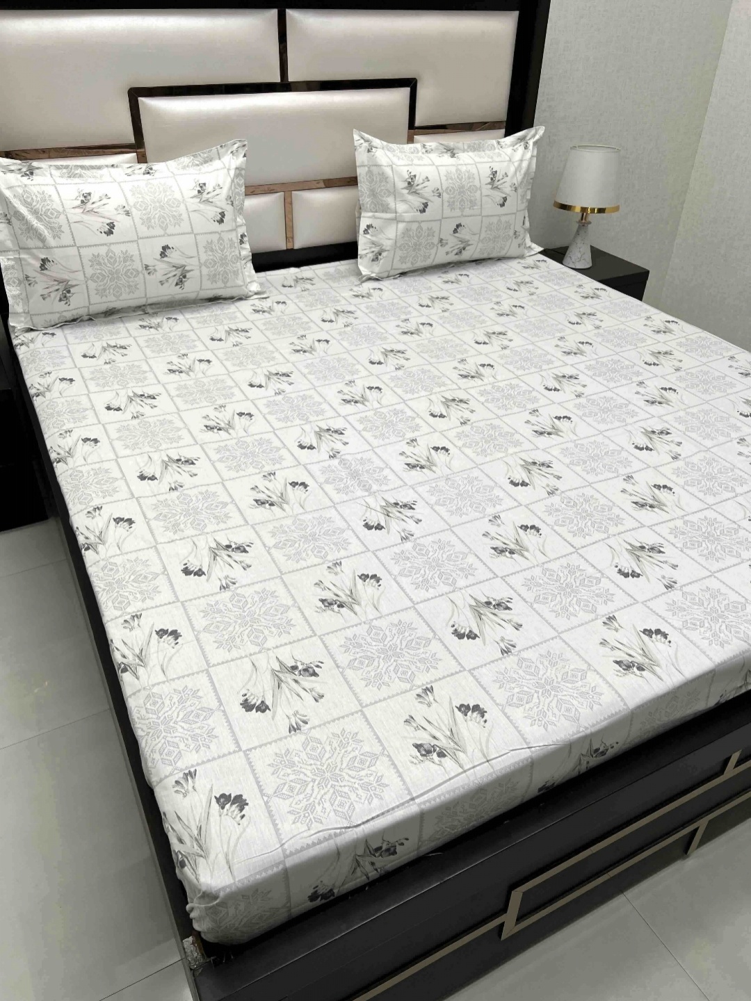 

Pure Decor Cotton King Size Double Bed Bedsheet With 2 Pillow Covers 108 in X 108 in, White