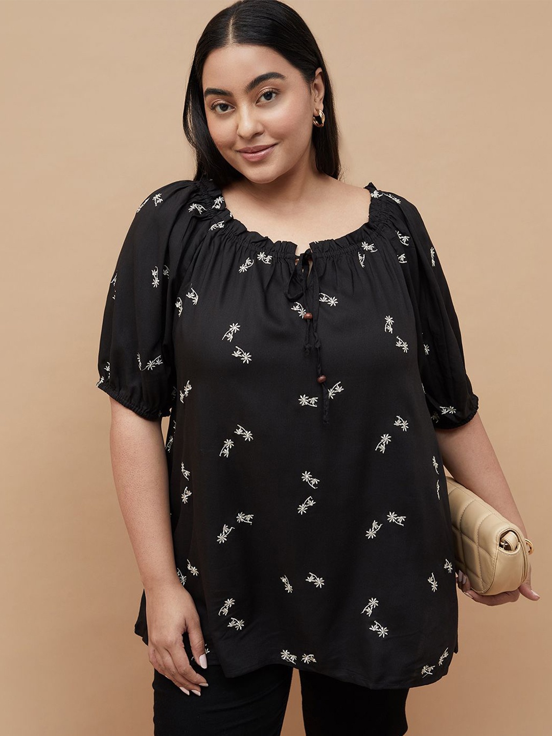 

Nexus by Lifestyle Floral Top, Black