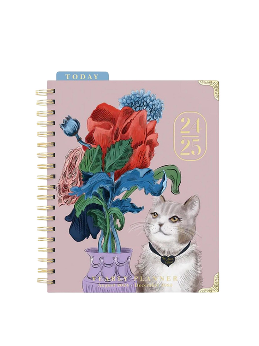 

happywagon Pink & Green Floral & Cat Printed Planner