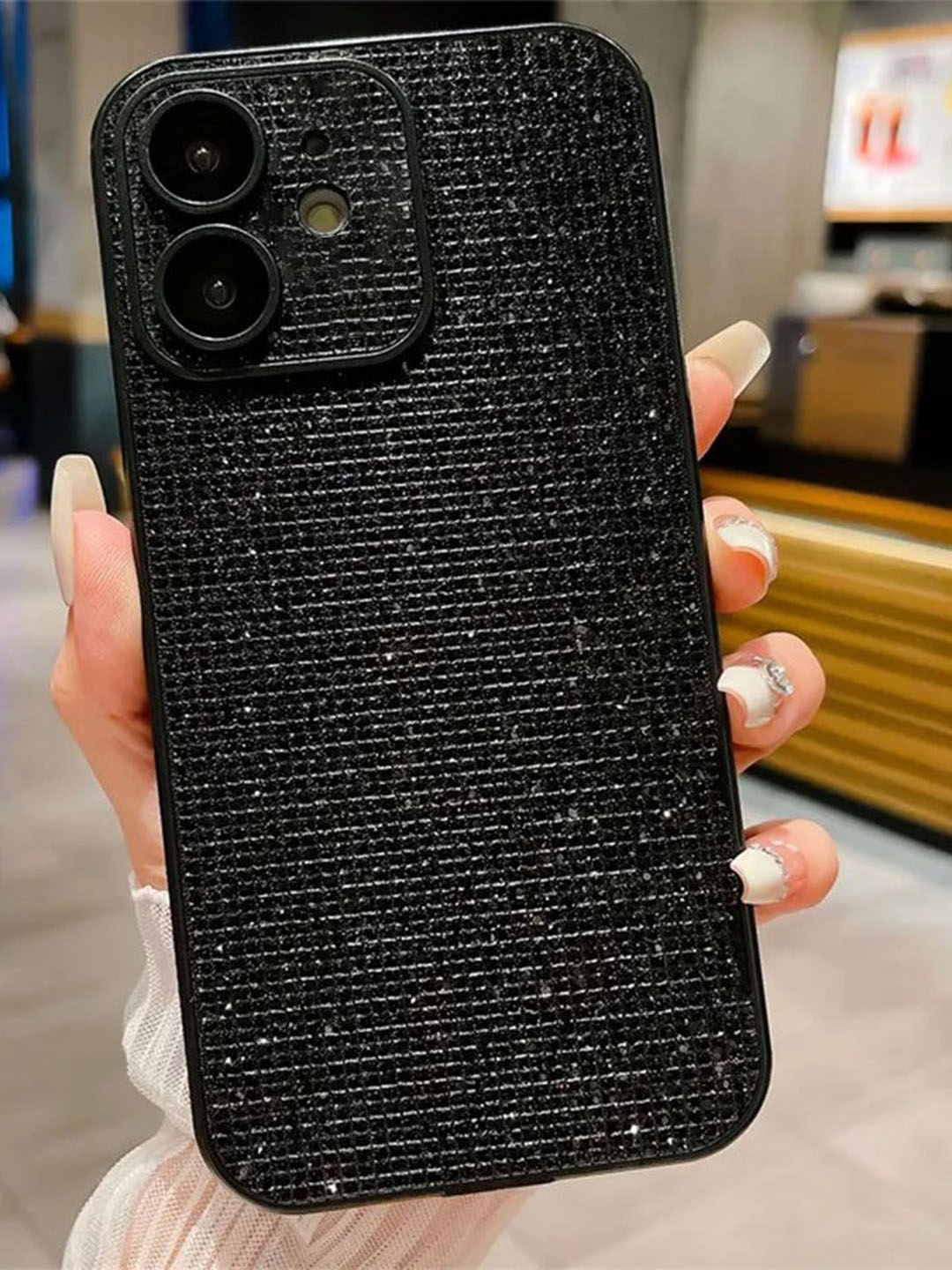 

Luxury Kase Glitter iPhone 12 Back Case Mobile Accessories, Black
