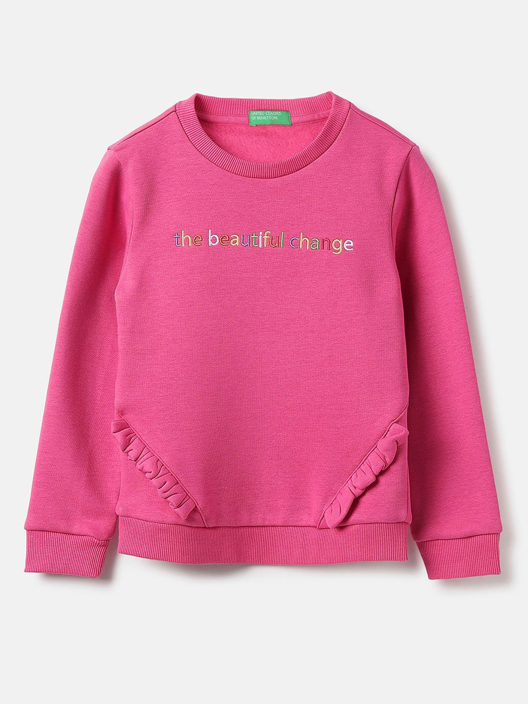 

United Colors of Benetton Girls Embroidered Sweatshirt, Pink