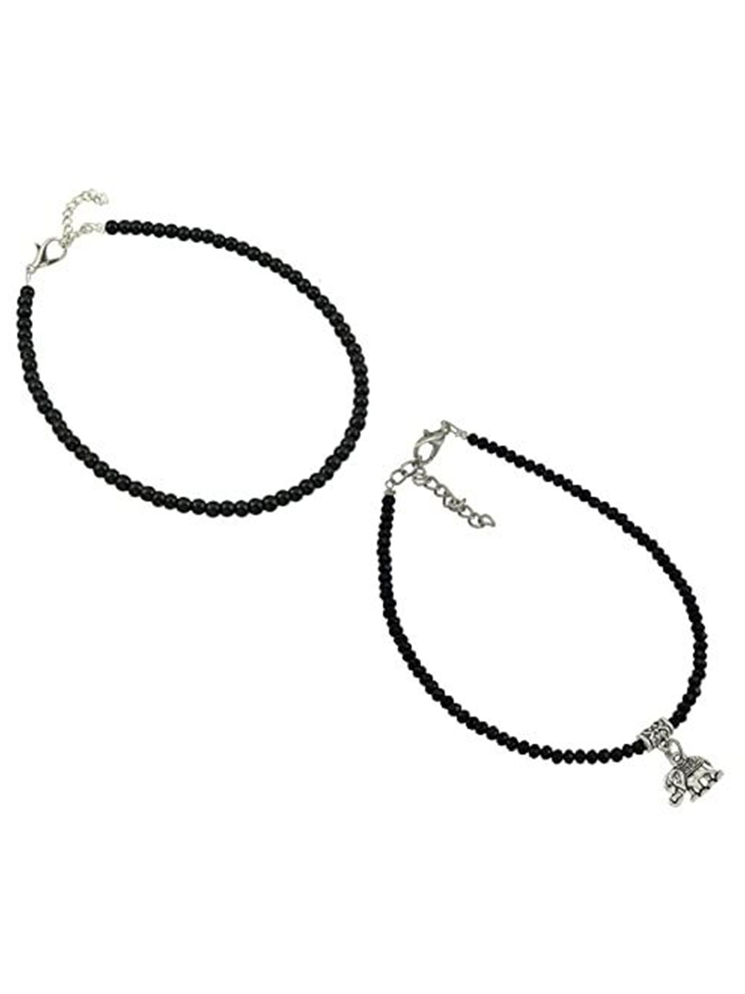 

HIGH TRENDZ 2Pc Oxidised Anklet, Black