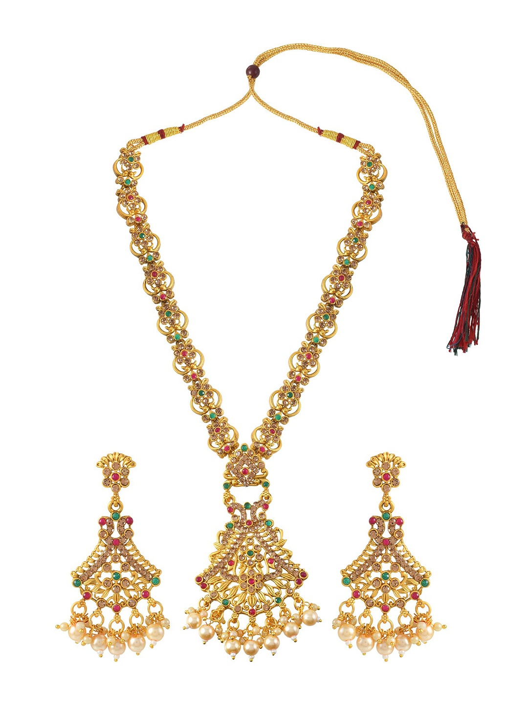 

MEMOIR Gold Plated CZ Stone Studded Jewellery Set