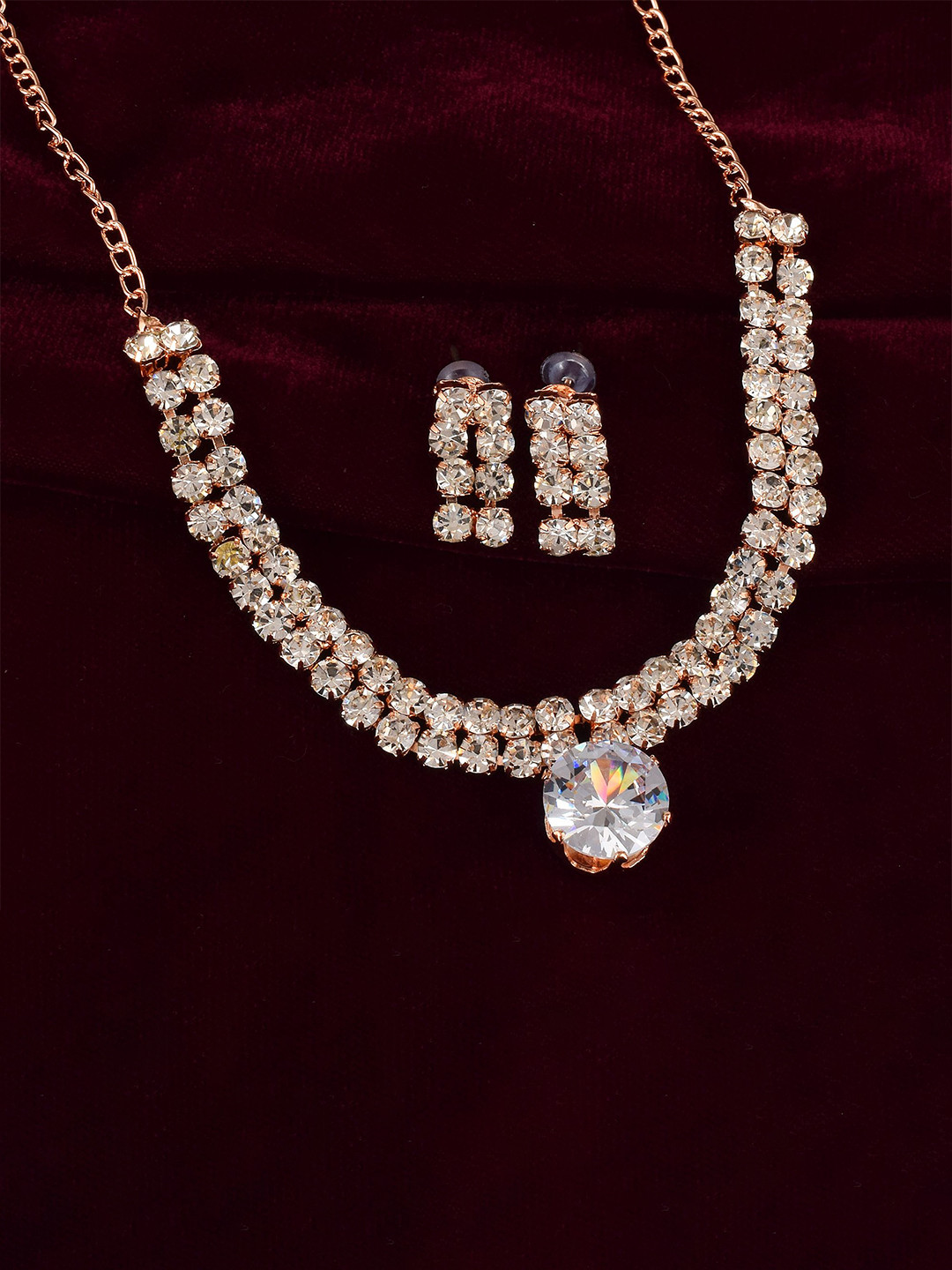 

MEMOIR Rose Gold-Plated CZ Studded Jewellery Set