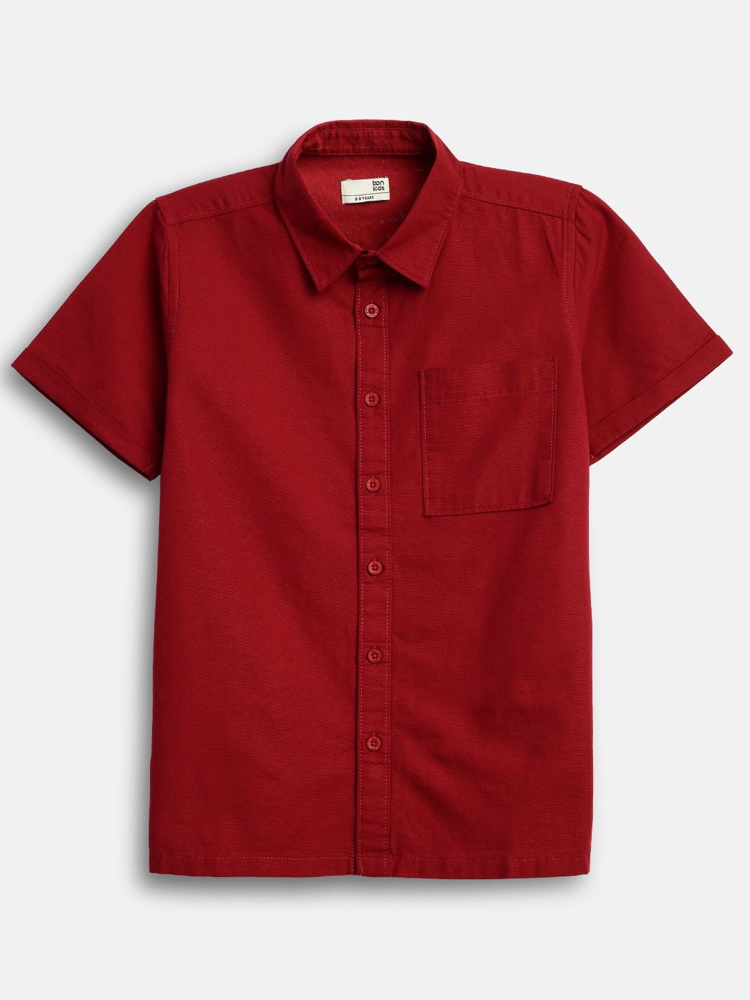 

BONKIDS Boys Opaque Casual Shirt, Red