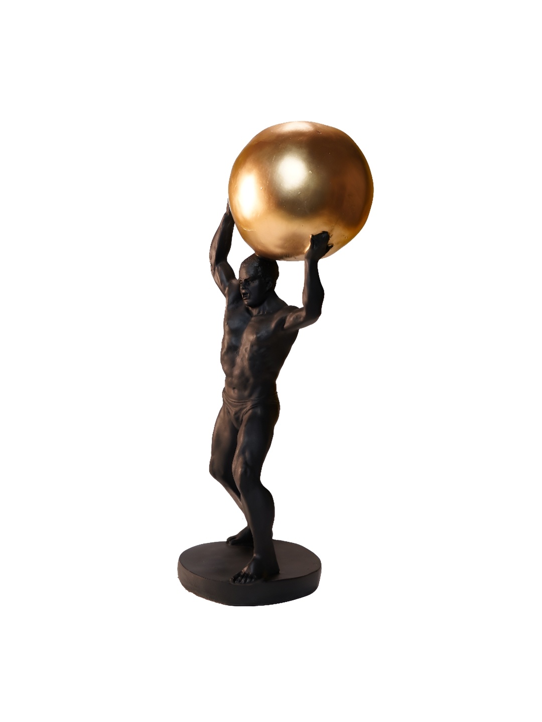 

Vrinban International Black & Gold Toned Man With Globe Figurine Showpiece