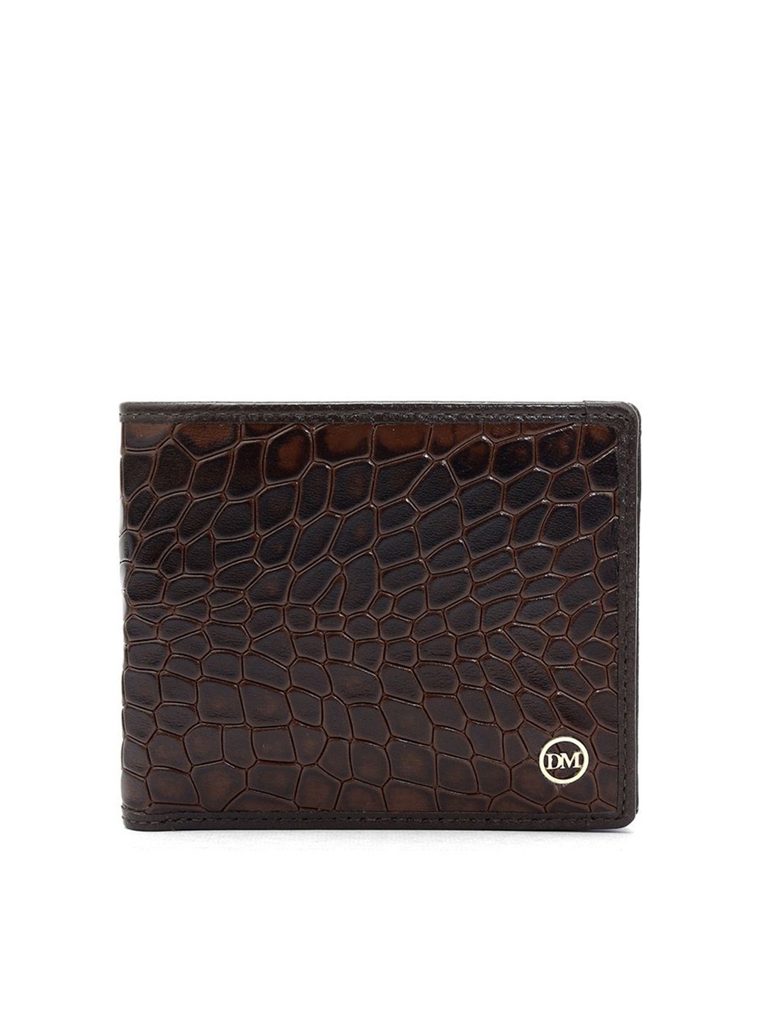 

Da Milano Men Animal Textured Leather Two Fold Wallet, Brown