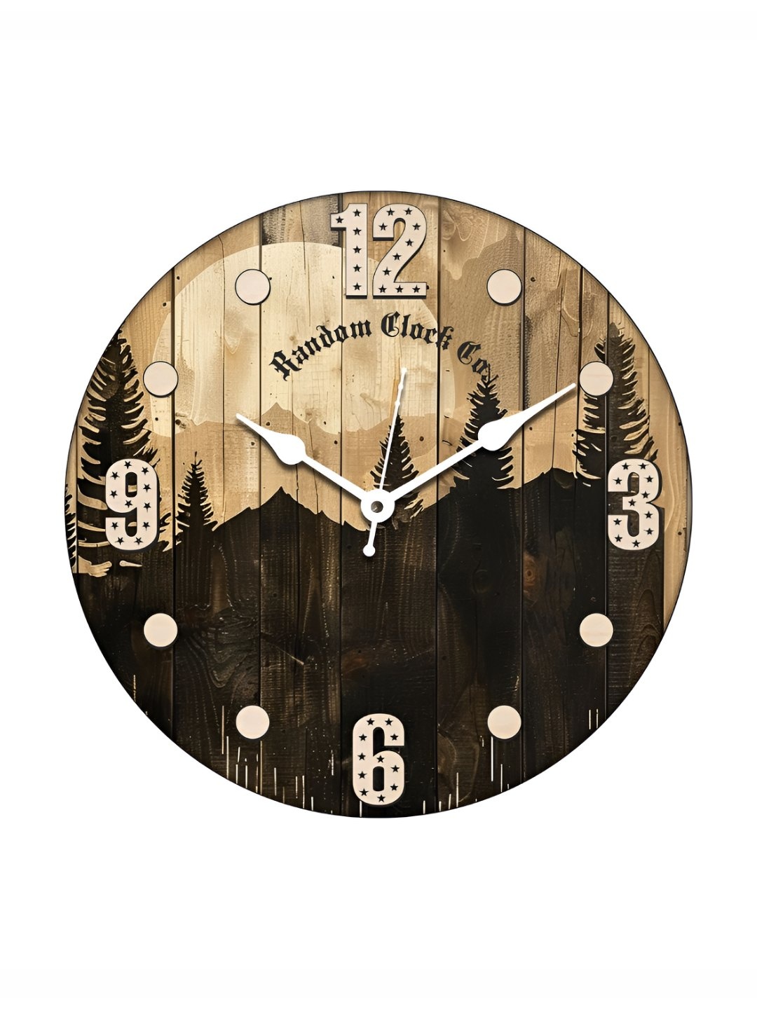 

RANDOM Printed Round Shaped Sweep Silent Movement Contemporary Wall Clock, Brown