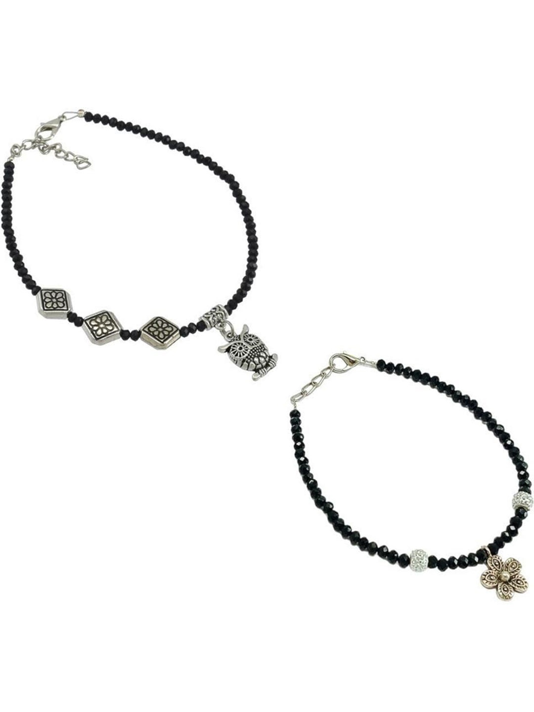 

HIGH TRENDZ 2Pc Oxidised Anklet, Black