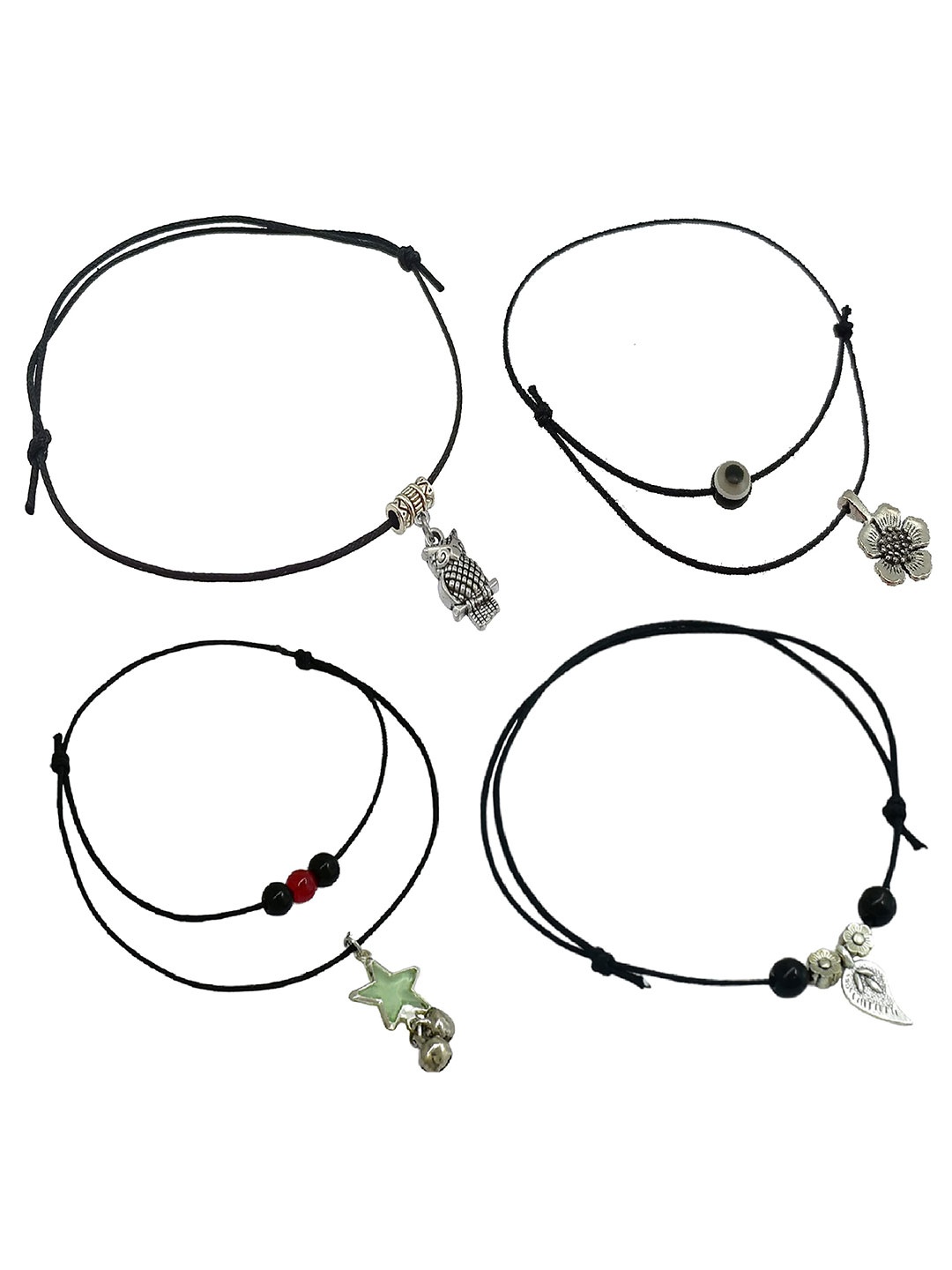 

HIGH TRENDZ Set of Four Anklet, Black