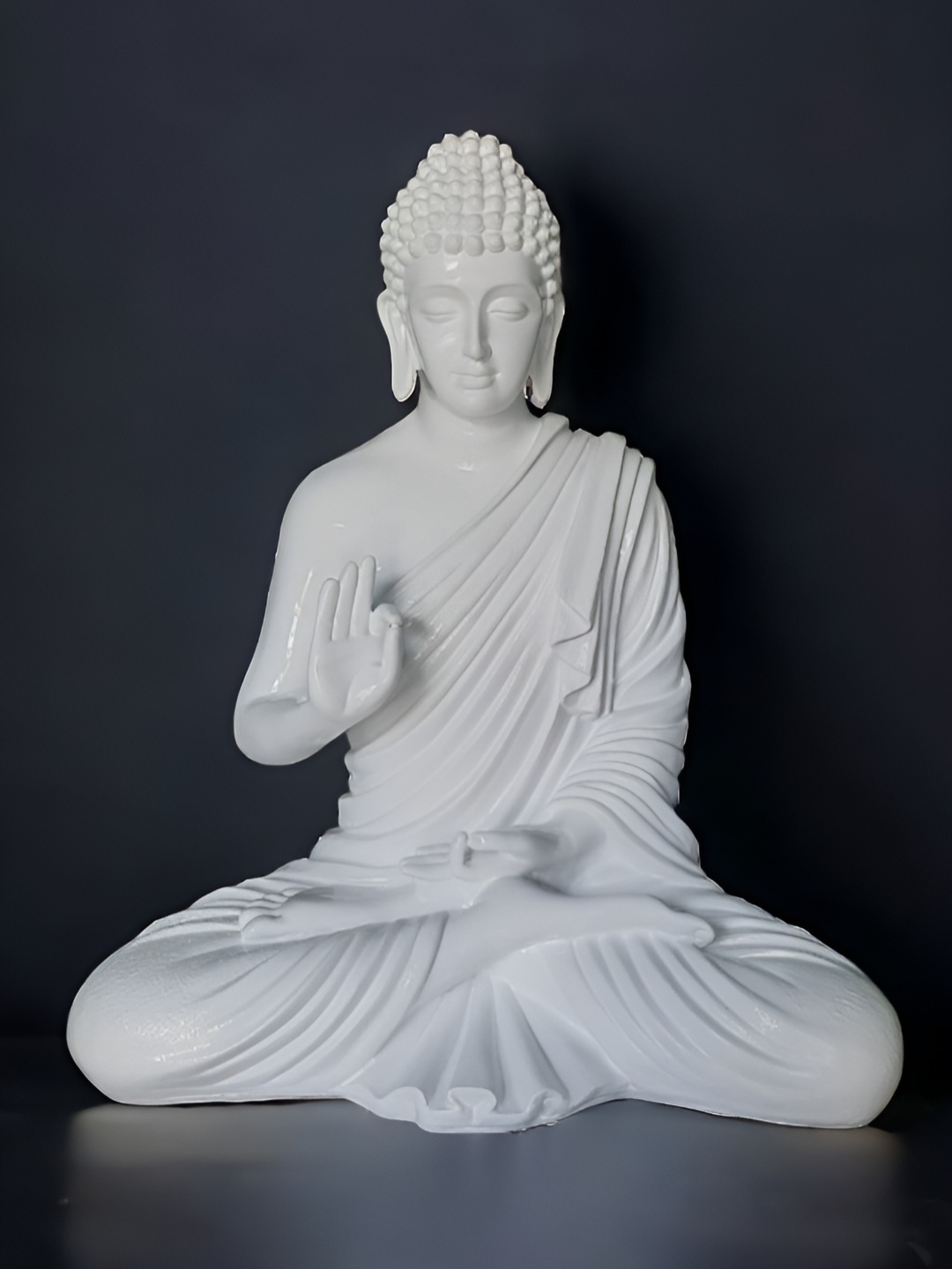 

Vrinban International White Buddha Idol Showpiece