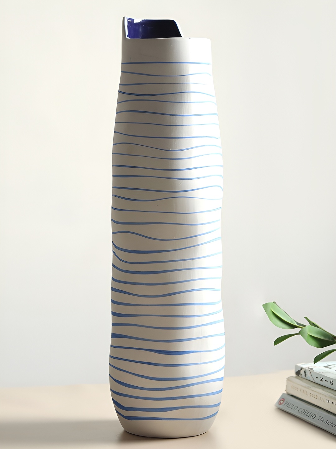 

HABERE INDIA White & Blue Printed Ceramic FlowerVases
