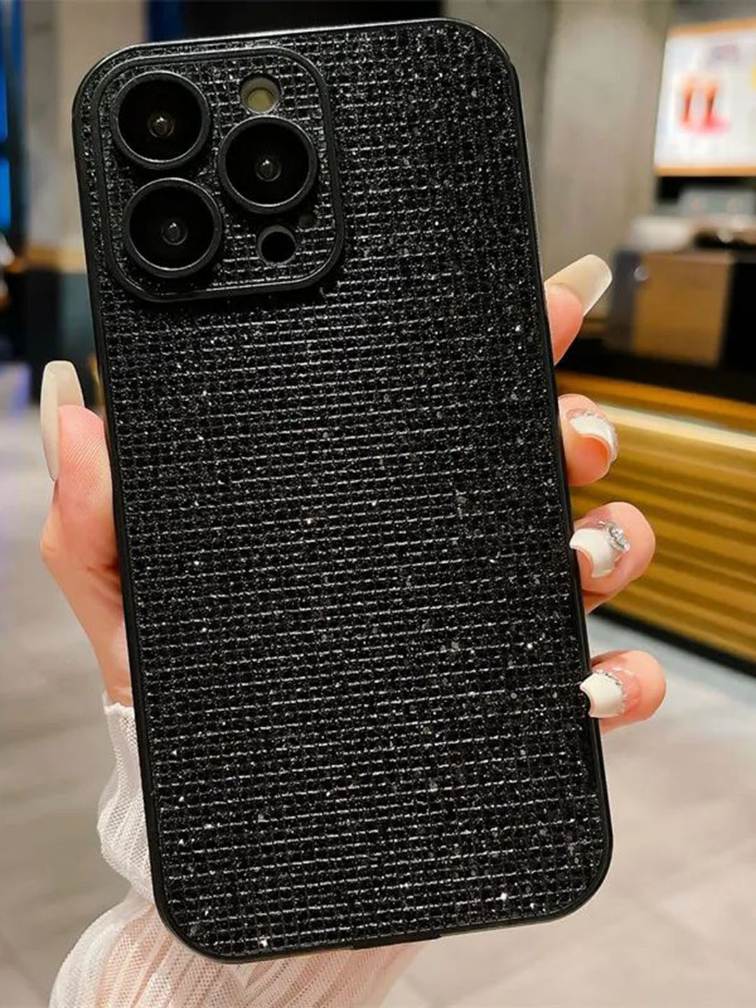 

Luxury Kase Glitter iPhone 13 Pro Back Case Mobile Accessories, Black