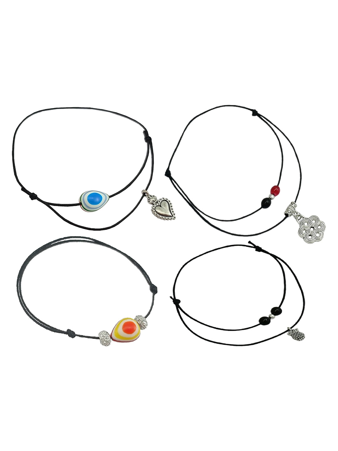 

HIGH TRENDZ Set of 4 Thread Anklet, Black