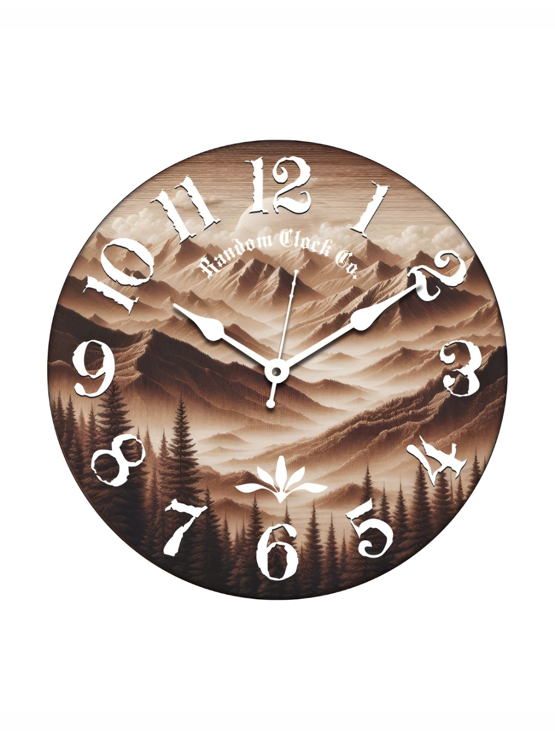 

RANDOM Printed Round Shaped Sweep Silent Movement Contemporary Wall Clock, Brown