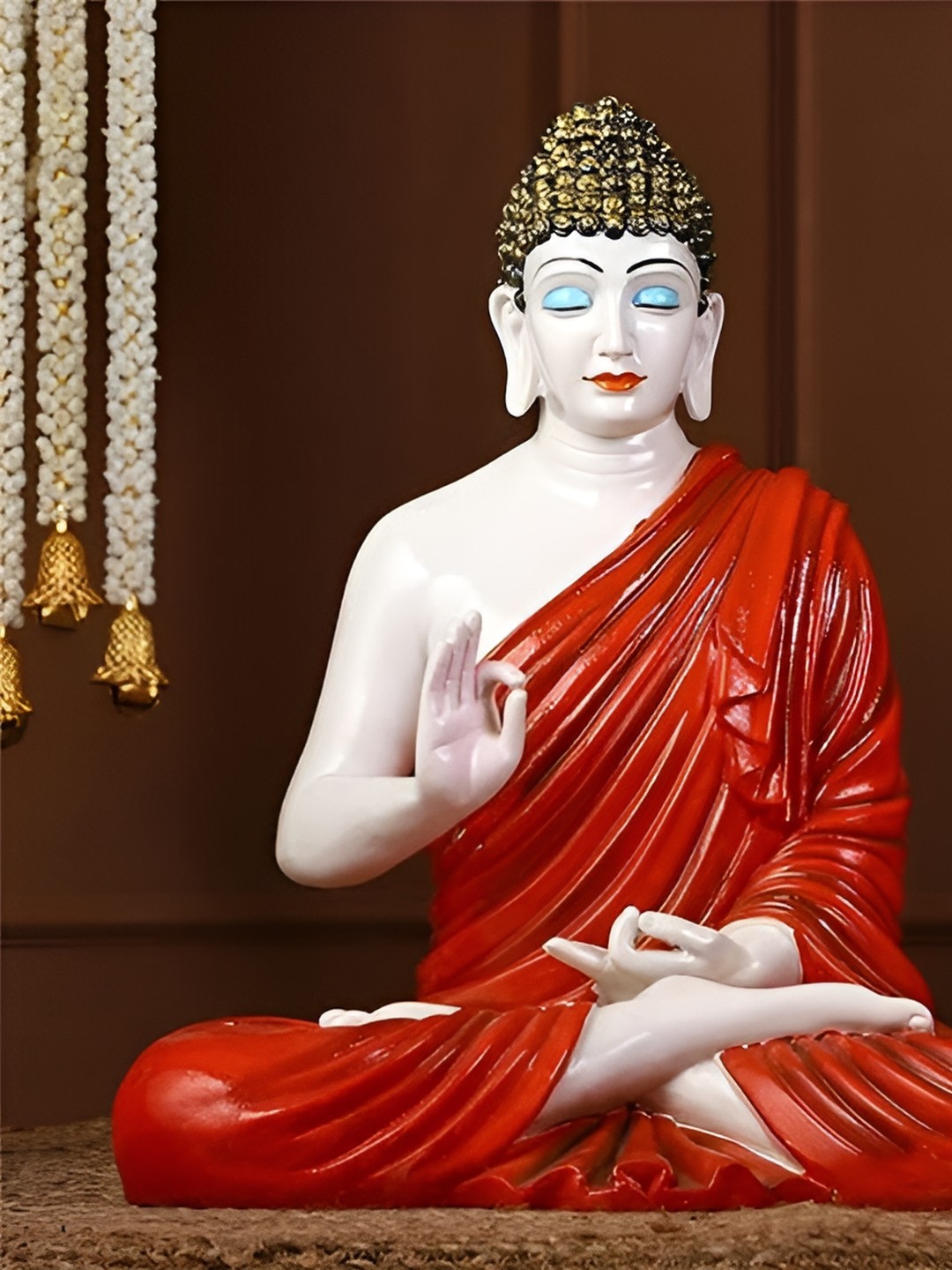 

Vrinban International Red & White Buddha Idol Showpiece