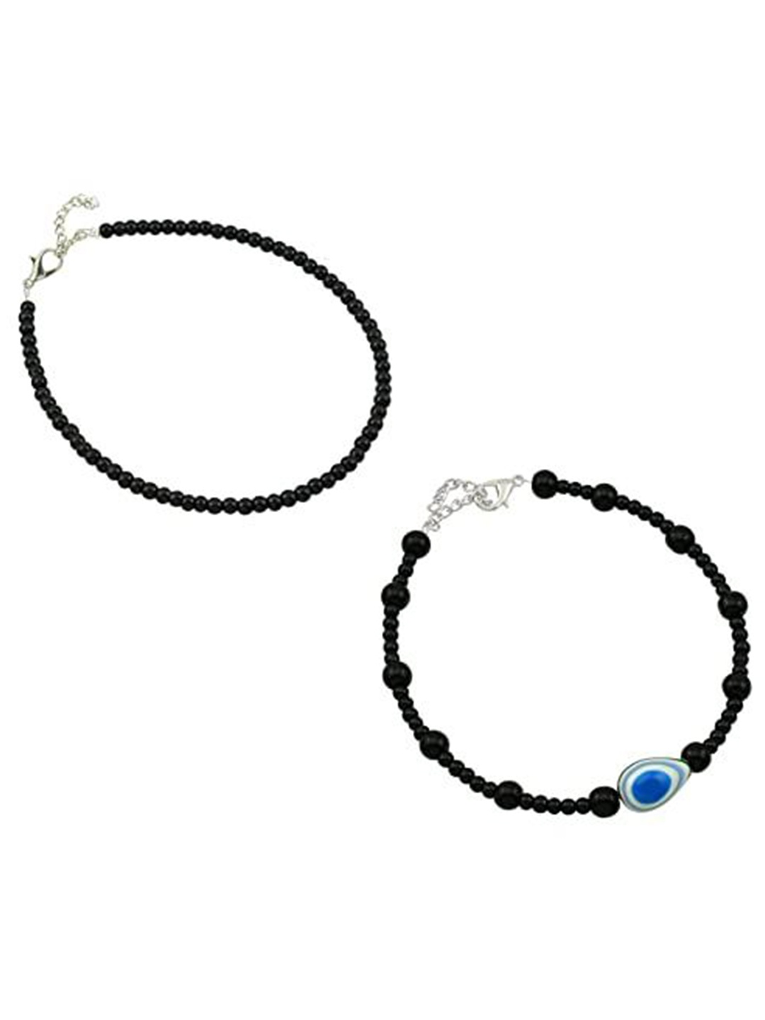 

High Trendz Set of Two Artificial Beads Anklet, Black