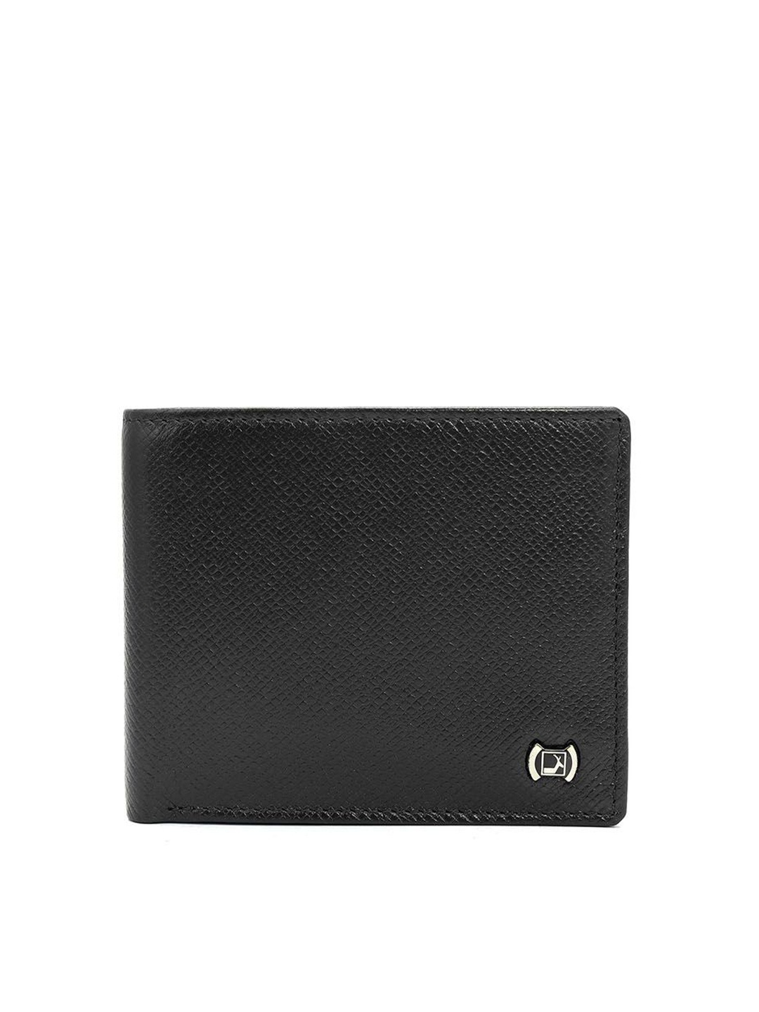 

Da Milano Men Textured Leather Two Fold Wallet, Black