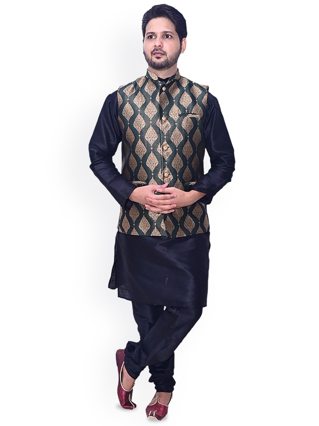 

Om Shubh Mangalam Men Handloom Kurta, Black