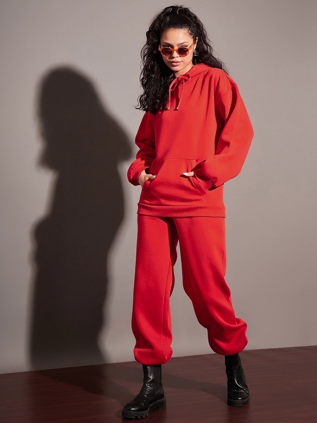 

SASSAFRAS Hoodie Sweatshirt With Joggers Co-Ors, Red