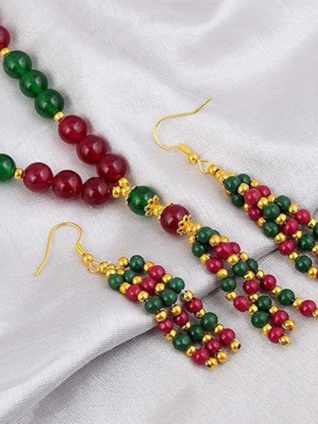 

MEMOIR Gold Plated Emerald Beaded Jewellery Set