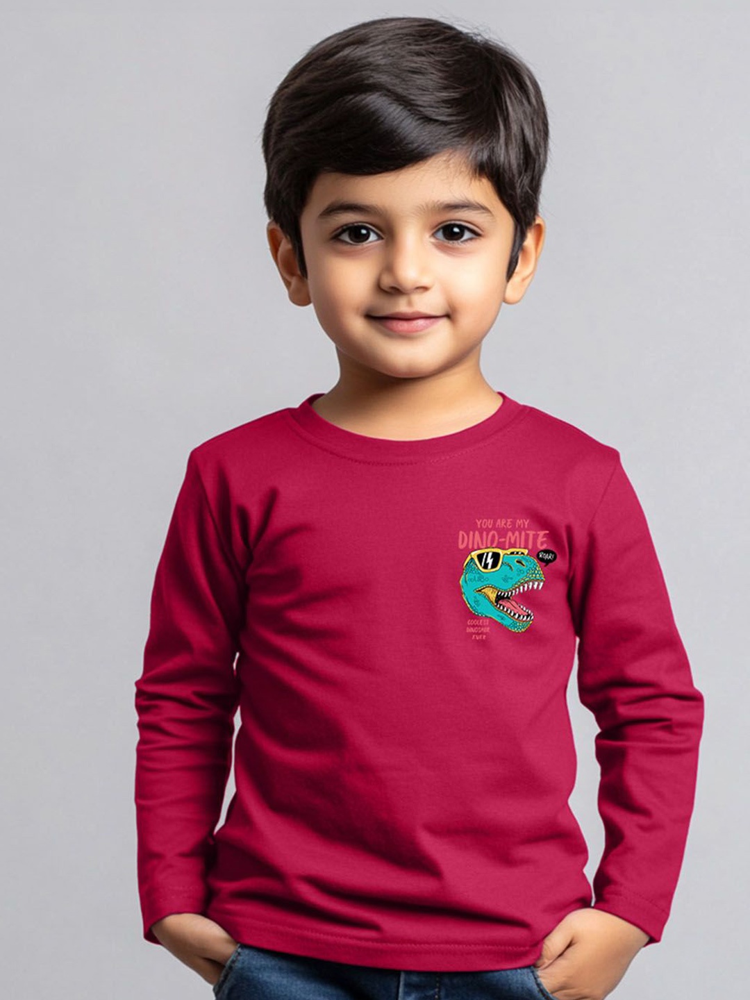 

Nauti Nati Boys Printed Bio Finish T-shirt, Magenta