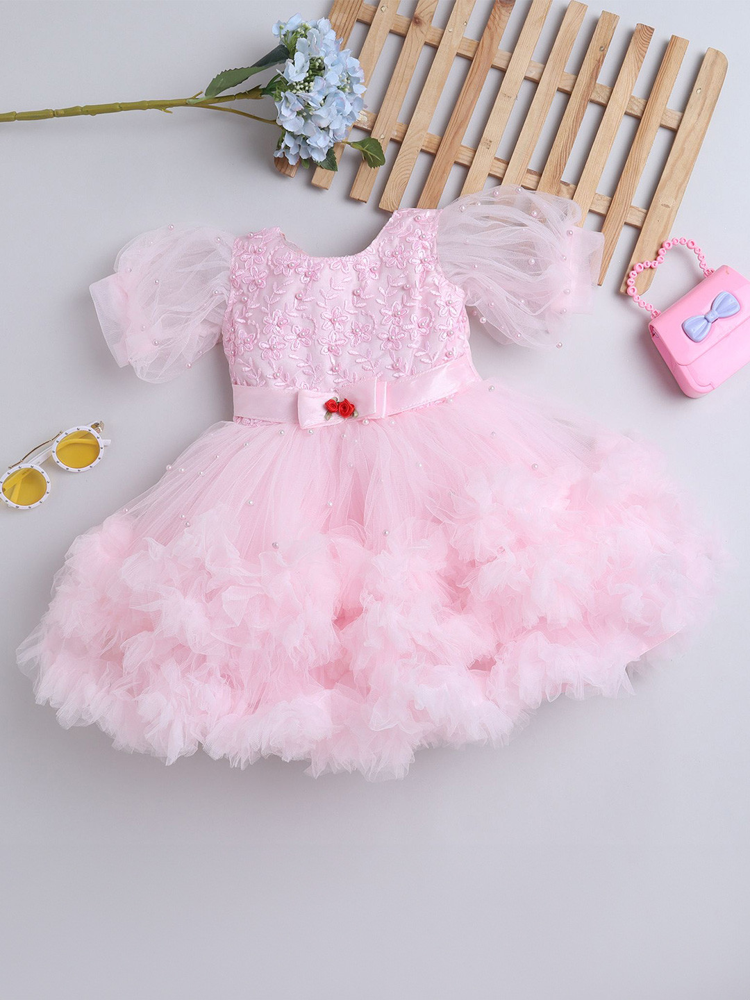 

MANY FROCKS & Net Fit & Flare Dress, Pink