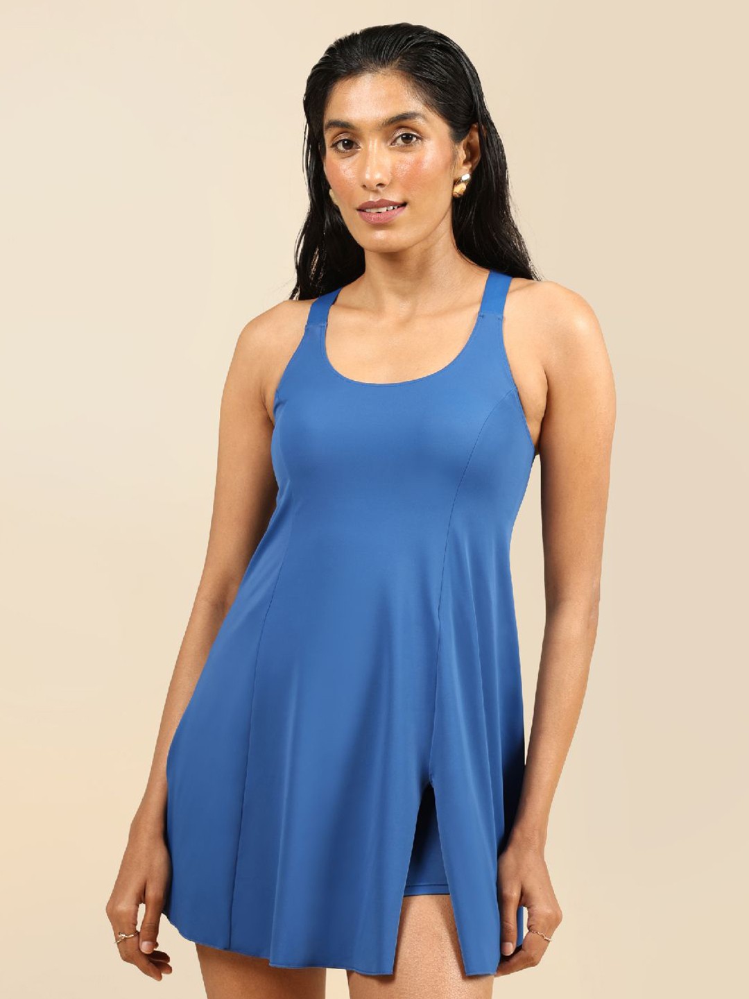 

Blissclub Round Neck Swimming Dress, Blue
