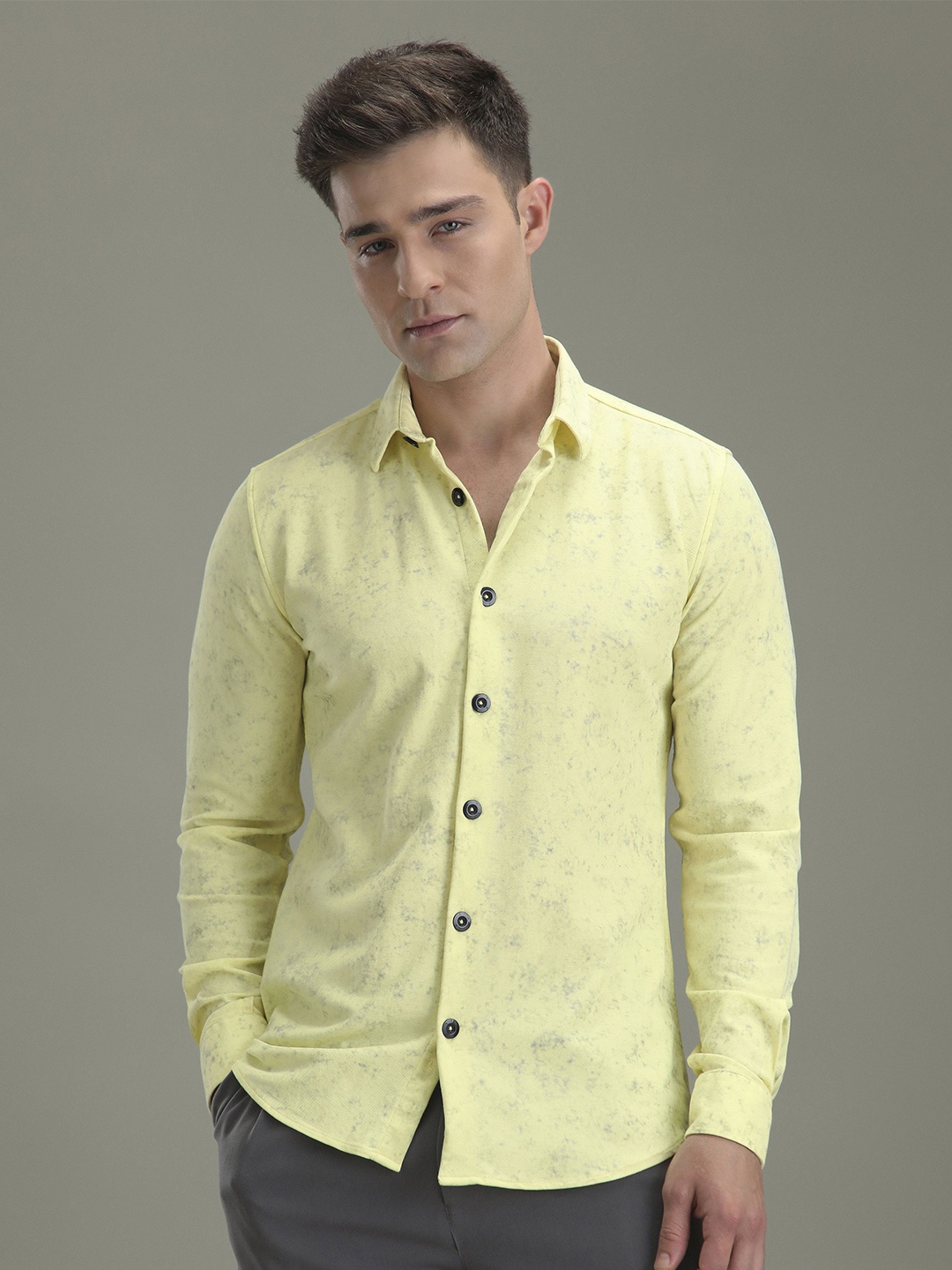 

Banana Club Men Full Sleeves Knitted Shirt, Yellow