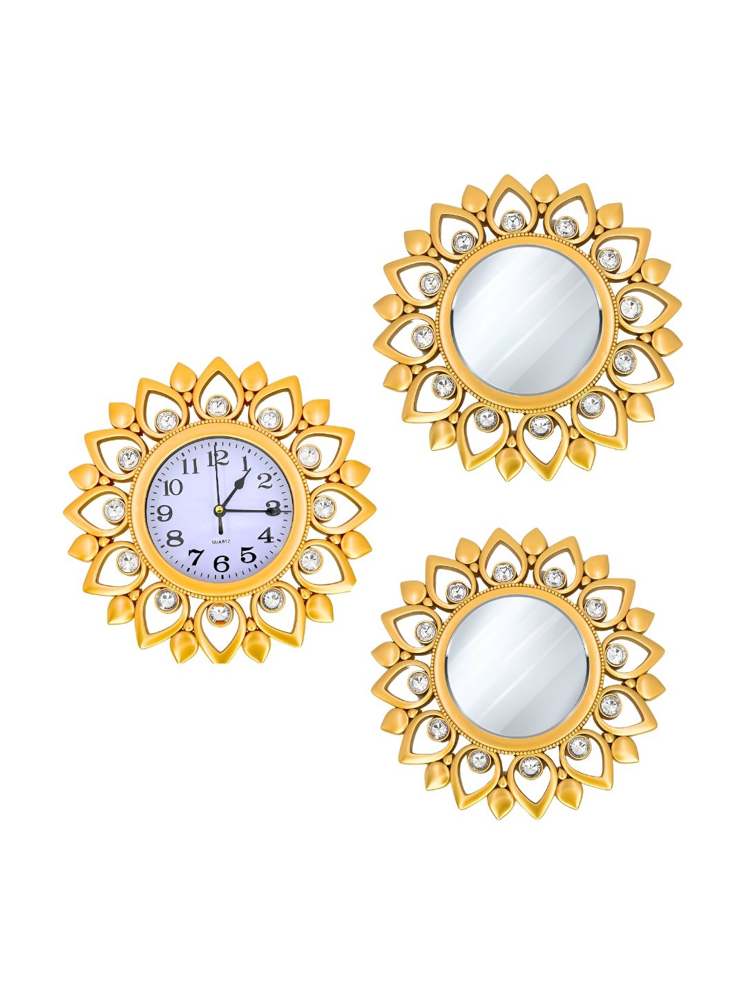 

Aura Gold-Toned & White Embellished Vintage Wall Clock