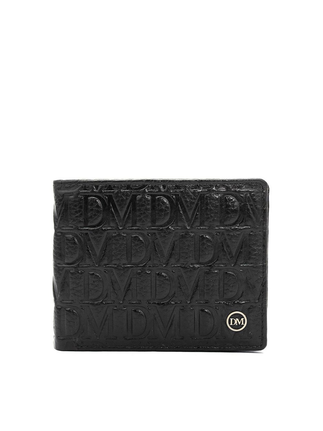 

Da Milano Men Animal Textured Leather Two Fold Wallet, Black