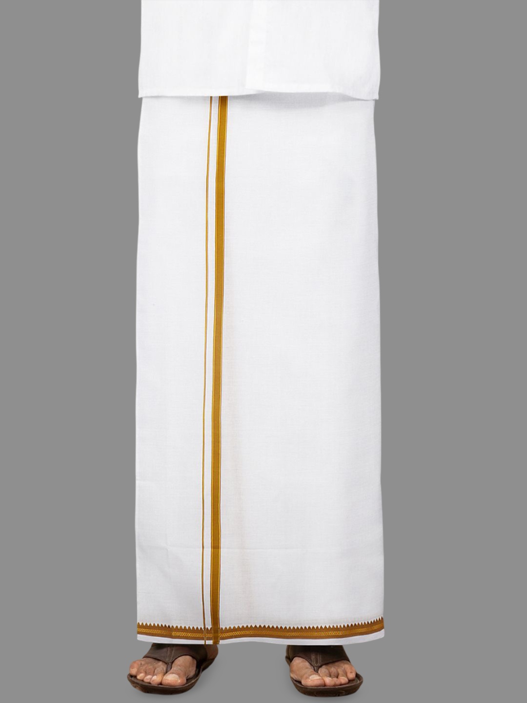 

Ramraj Pack of 2 Men Border Single Dhoti, White