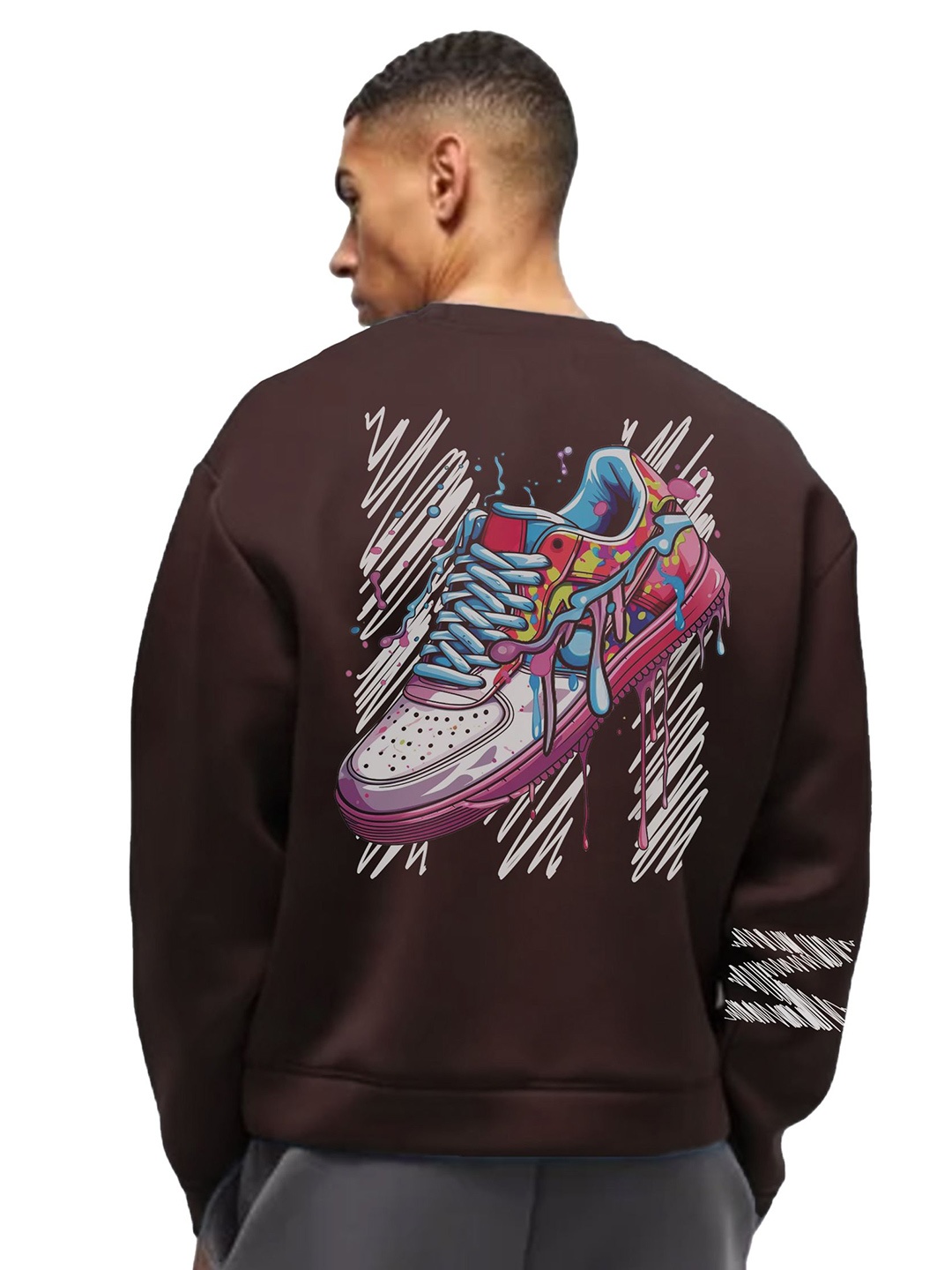 

SONIBROS Men Printed Sweatshirt, Brown