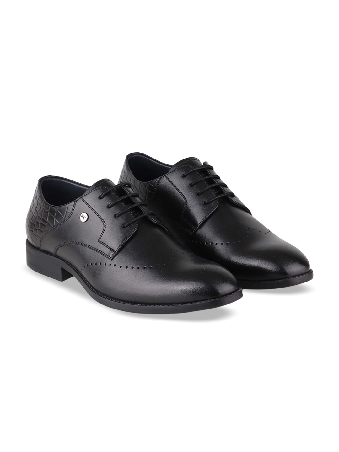 

Red Chief Men Leather Round Toe Formal Derbys, Black