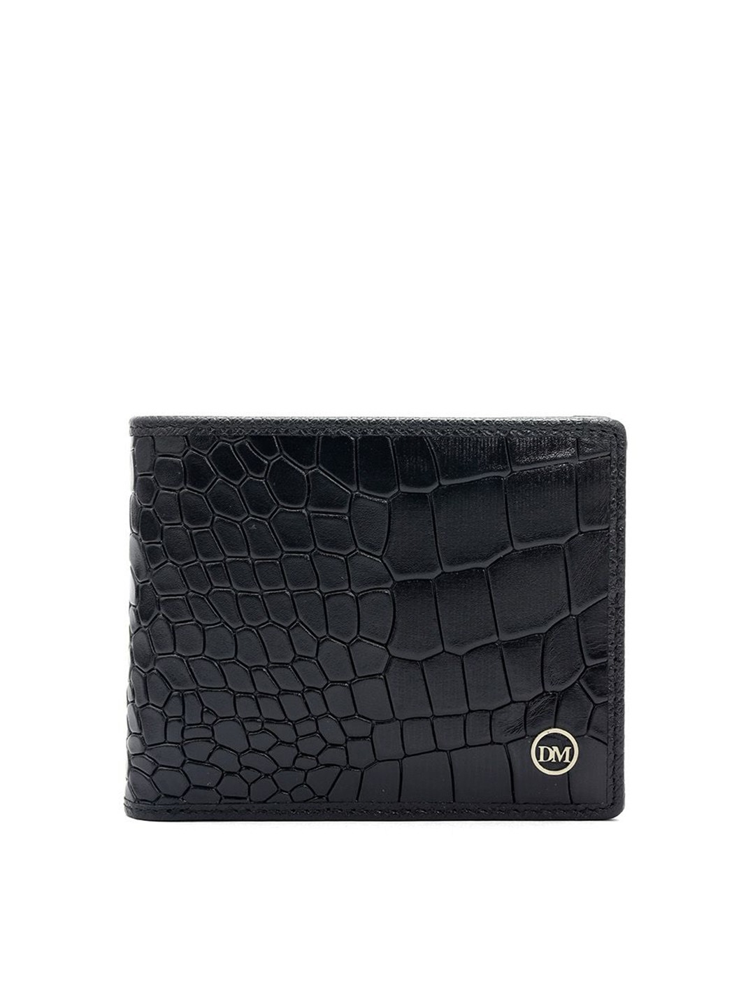 

Da Milano Men Textured Leather Two Fold Wallet, Black
