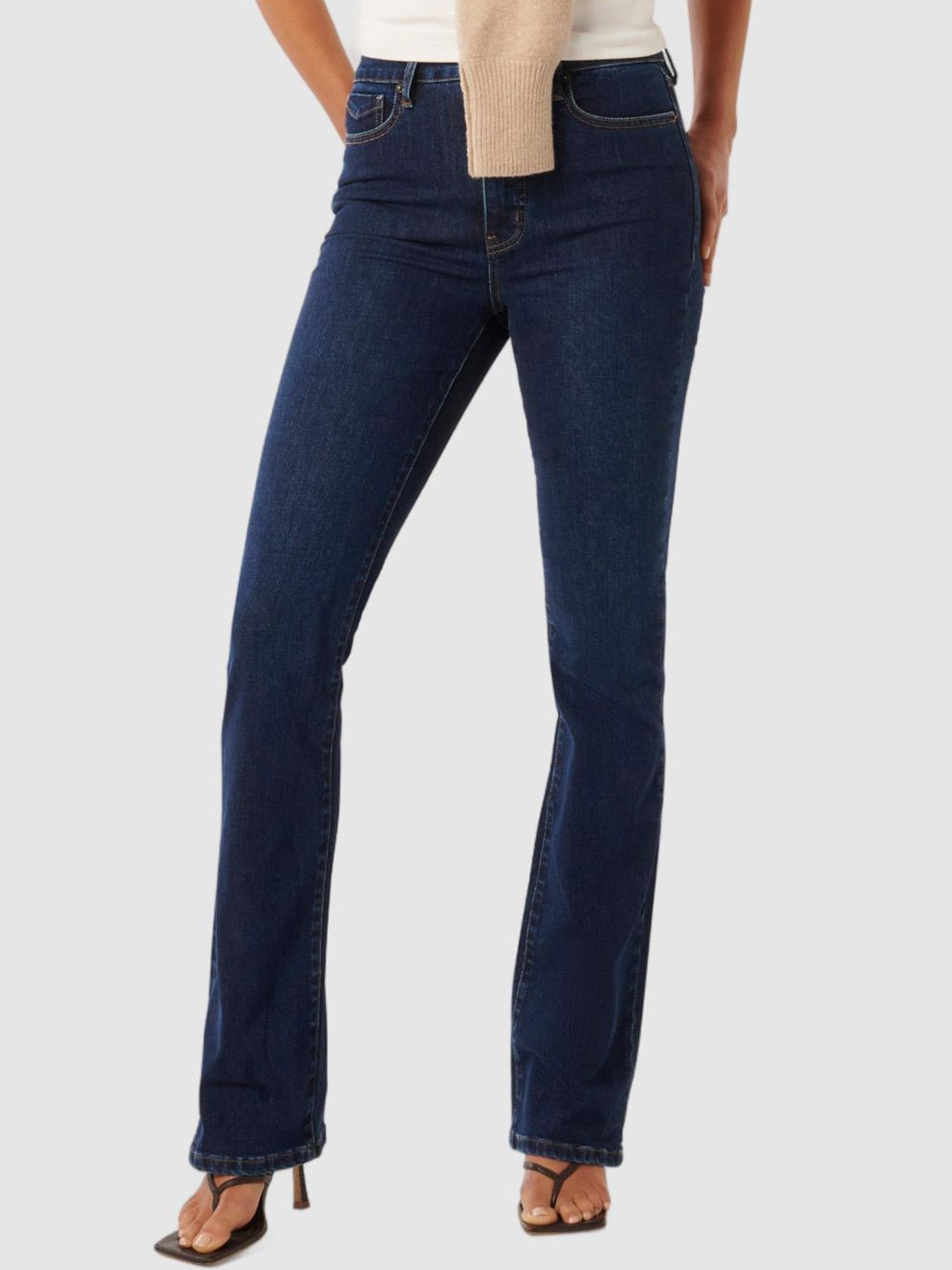 

Forever New Women Bootcut High-Rise Stretchable Jeans, Blue