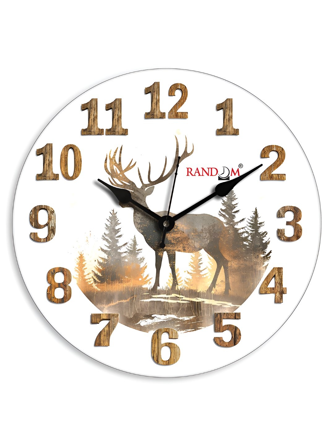 

RANDOM Printed Round Shaped Sweep Silent Movement Contemporary Wall Clock, White