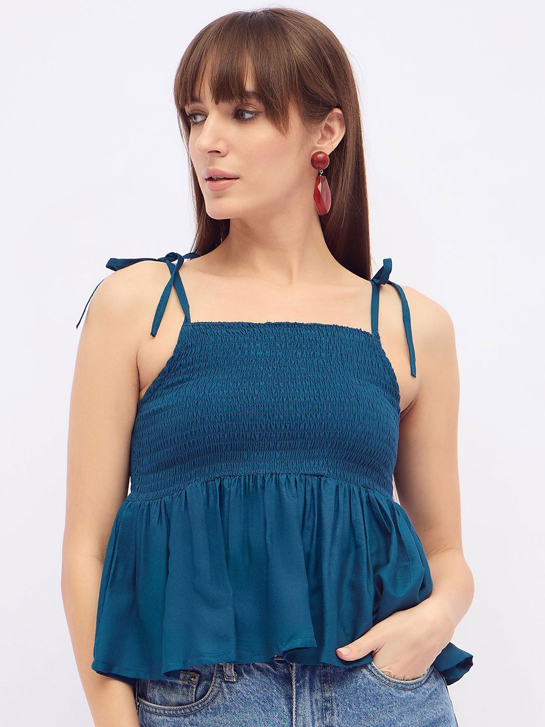 

DressBerry Peplum Crop Top, Teal