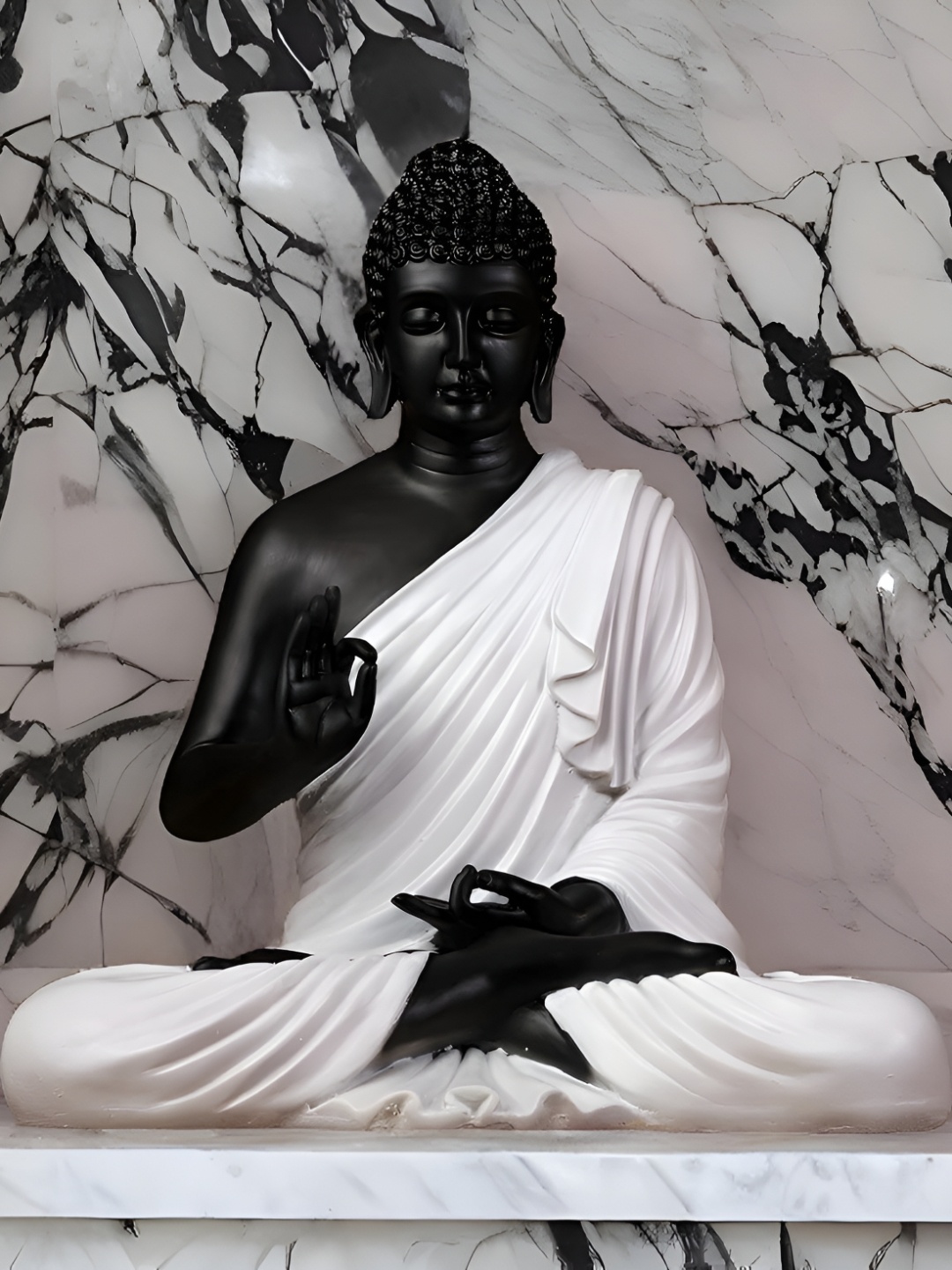 

Vrinban International White Buddha Idol Showpiece