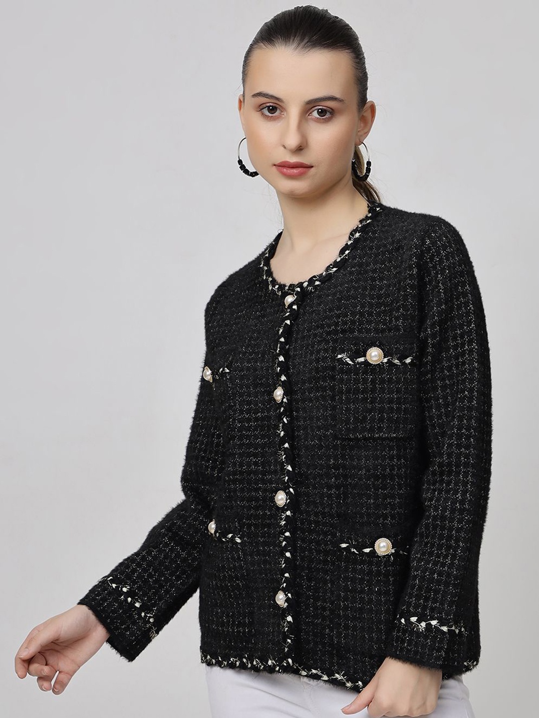 

KALINI Woollen Single-Breasted Overcoat, Black