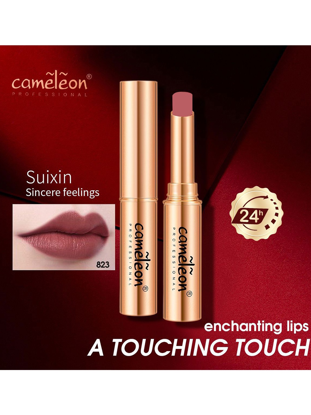 

Cameleon Non Transfer Waterproof Lipstick 4 g - Shade 823, Purple