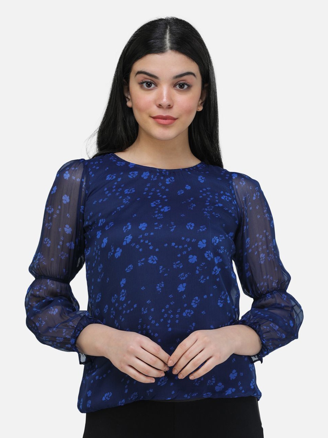 

BAESD Floral Print Chiffon Top, Blue