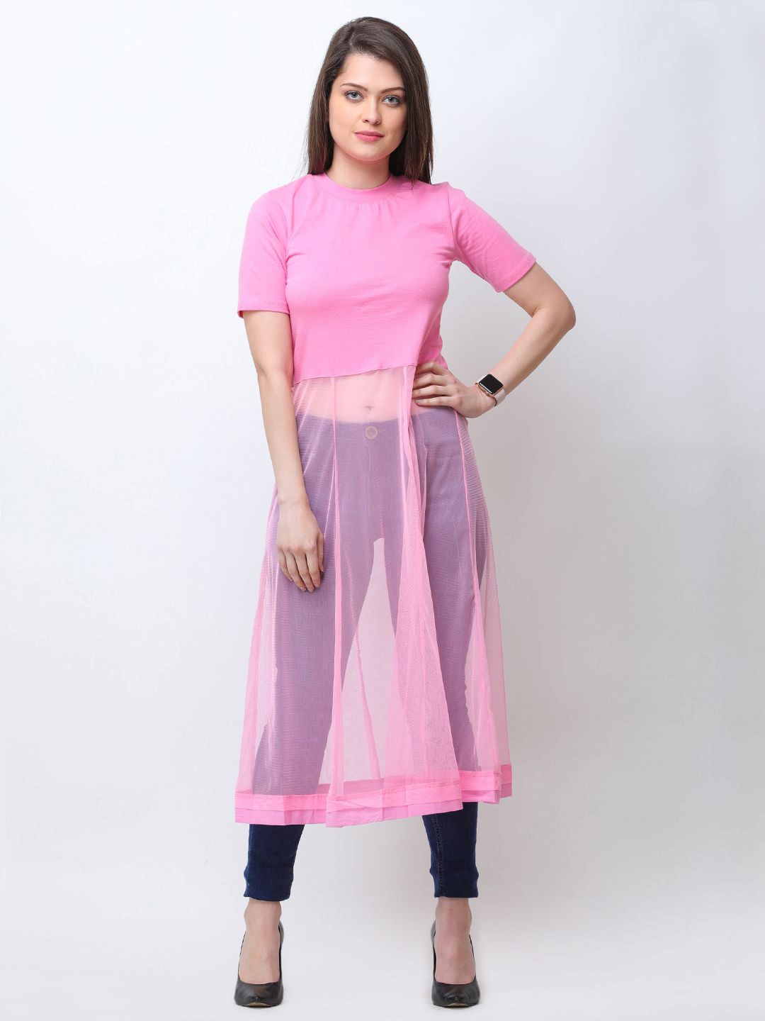 

BAESD Net Maxi Longline Top, Pink