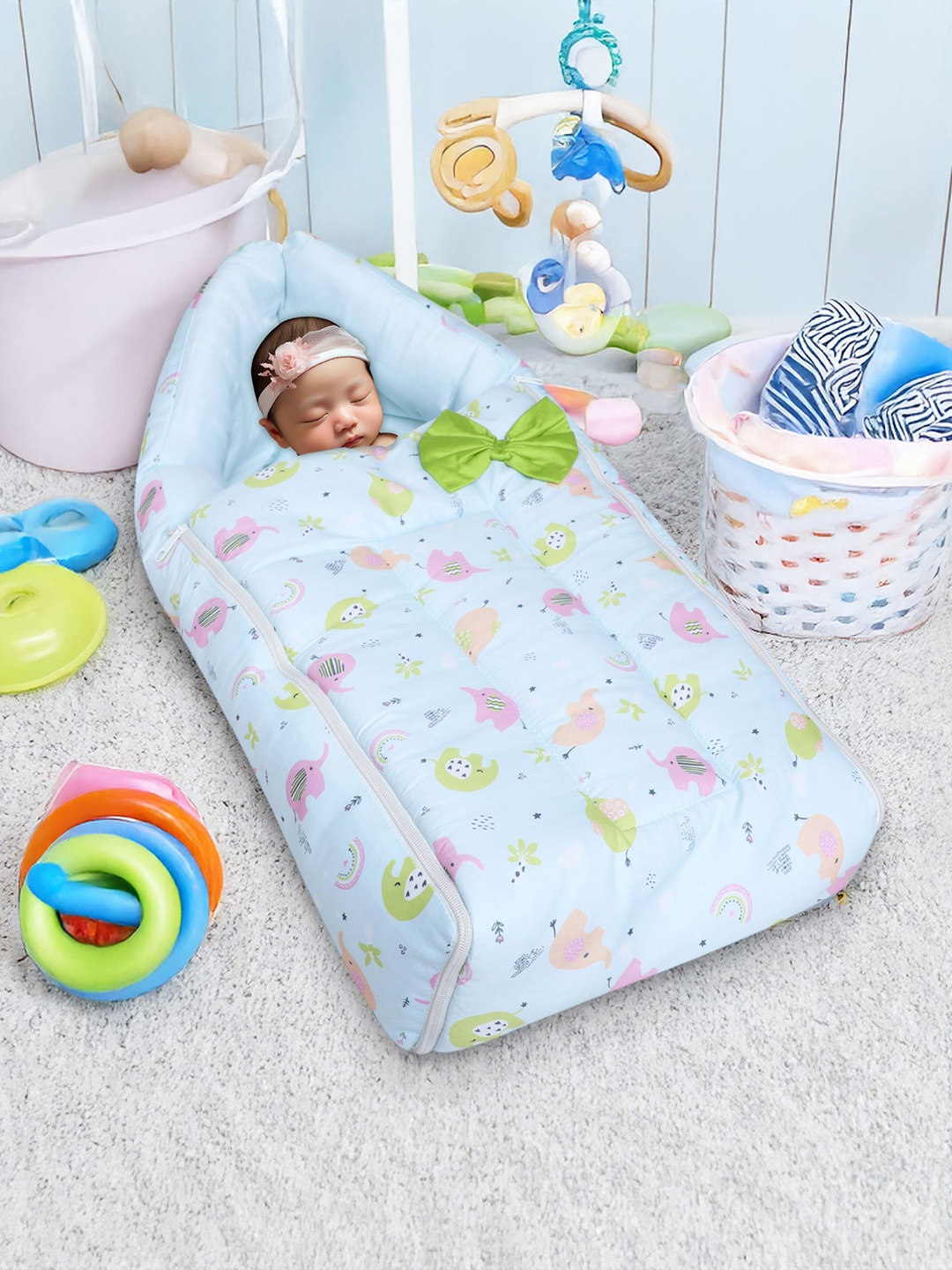 

Polka Tots Infants Blue & Pink Printed Baby Sleeping Bag