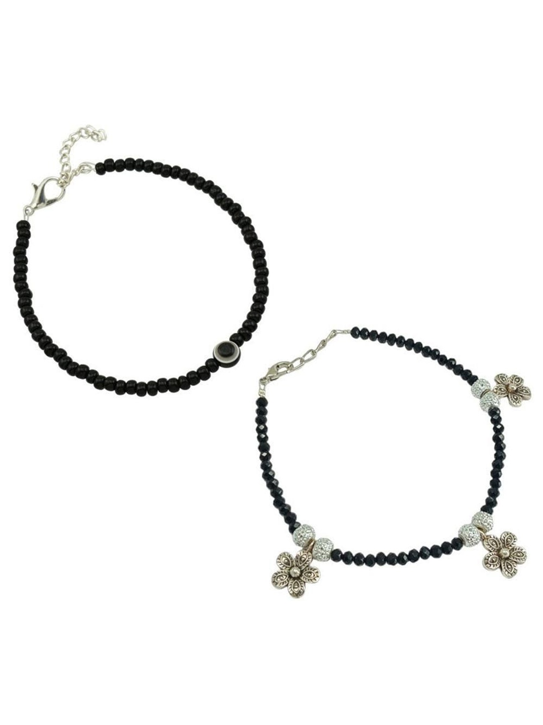 

HIGH TRENDZ Set of 2 Beaded Anklet, Black