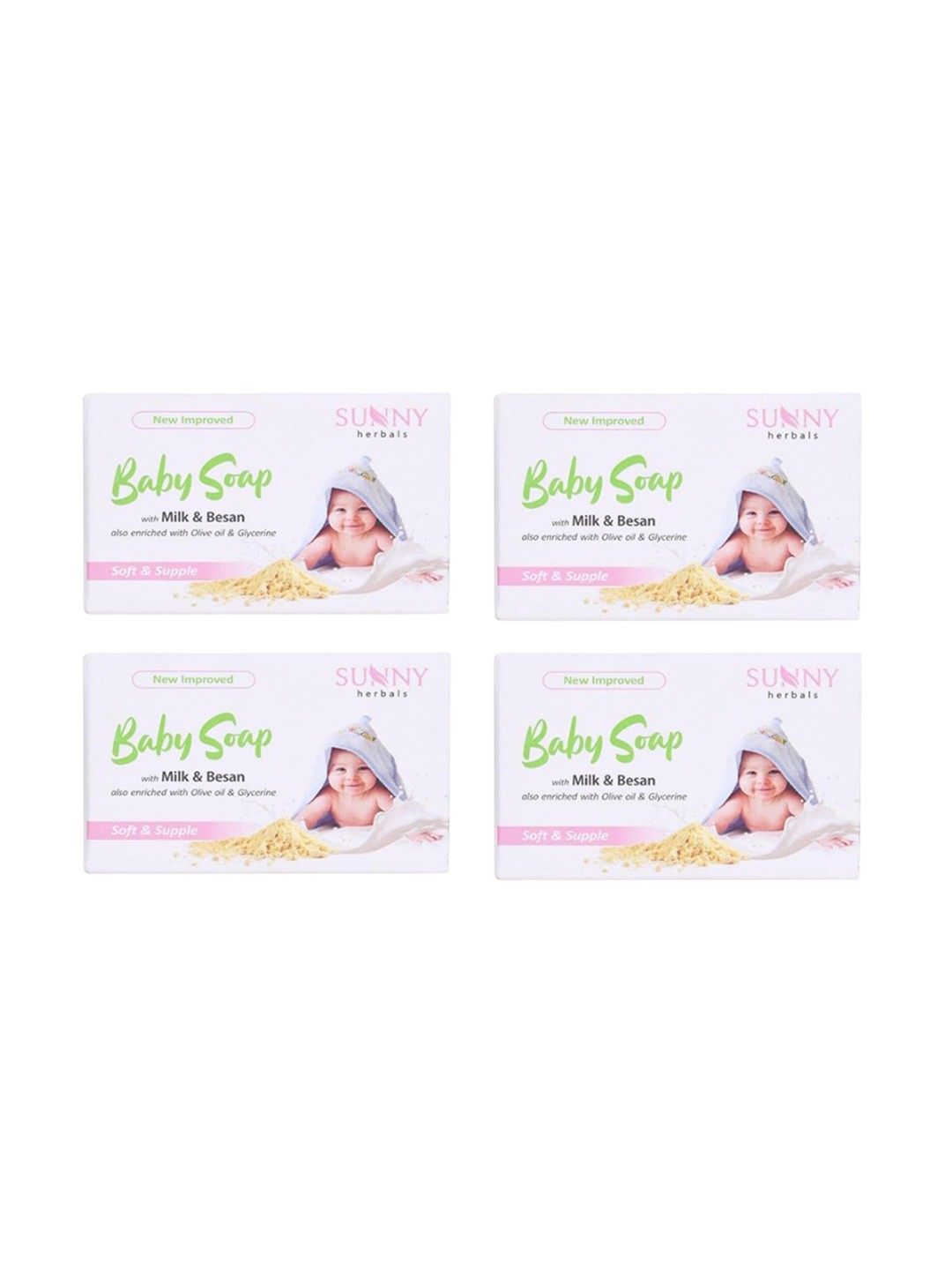 

SUNNY HERBALS Set Of 4 Baby Soap With Milk & Besan - 75 g Each, White