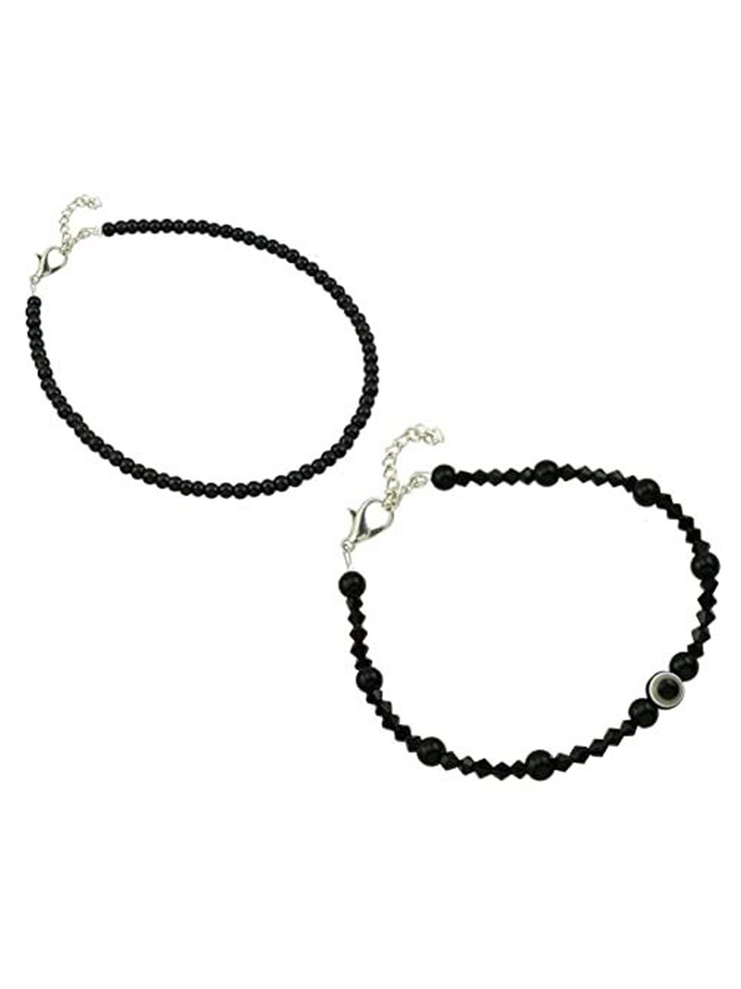 

HIGH TRENDZ Set Of 2 Beaded Anklets, Black
