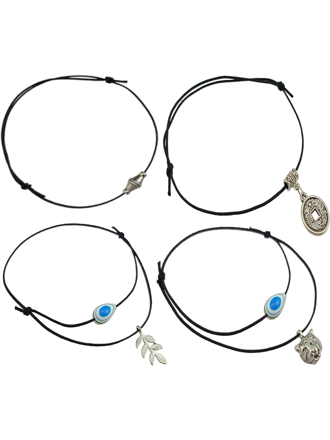 

HIGH TRENDZ Set of Four Anklet, Black