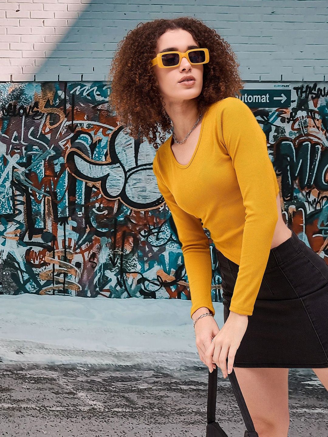

DressBerry Women Long Sleeves Top, Mustard