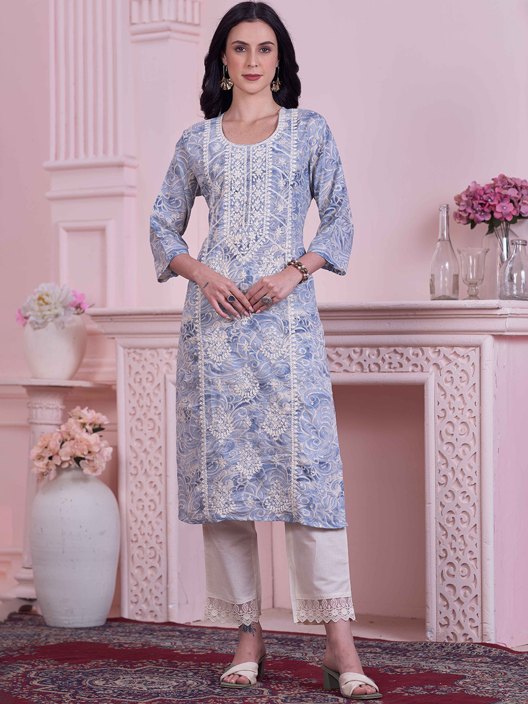 

Anouk Women Floral Printed Kurta, Blue